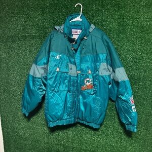 Logo Athletic Teal dolphins Puffer Jacket